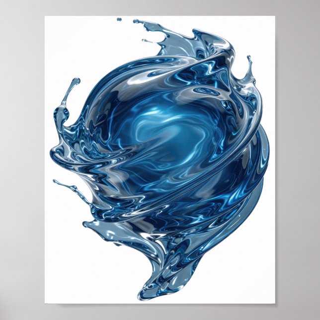 Skarp Silver VATTENVÄRLD Deklarativ Design Poster (Framsidan)
