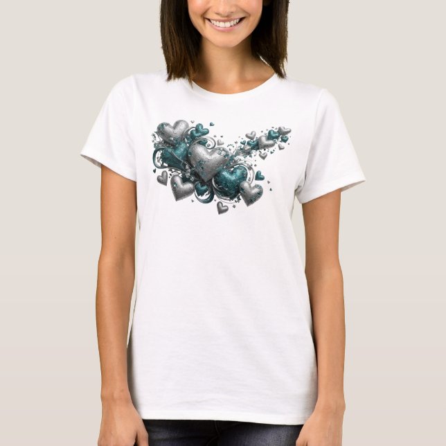 Skarp Teal ABSTRAKT KONST Design T Shirt (Framsida)