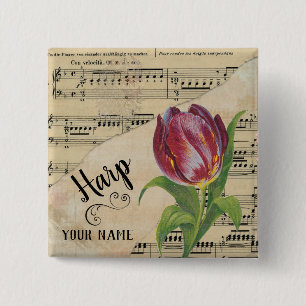 Skarp Tulip Vintage Lakan Music Customized Knapp