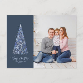 Skarpöst Spruce Träd Blue Jul/Helgdag-foto Vykort