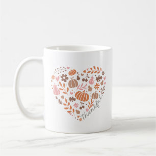 Skarpt, Fall Blommigt och Pumpkin Heart Kaffemugg