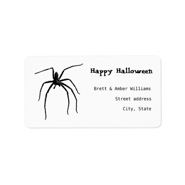 Skarv, stor halloween spinder adressetikett (Framsidan)