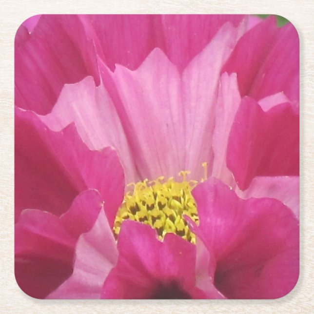 Skärvar av rosa blomsterfest coaster underlägg papper kvadrat (Framsidan)