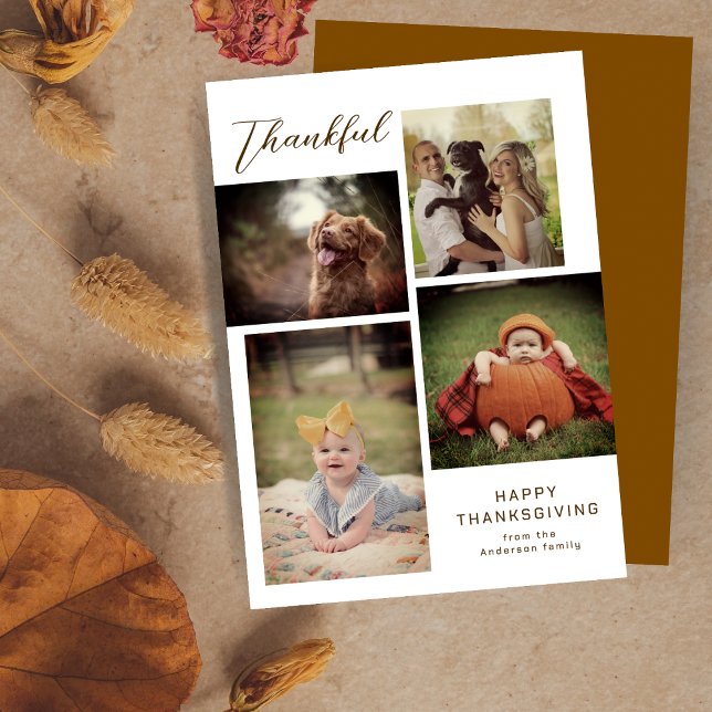 Skarvligt familjesammanfoto för modern Thanksgivin Julkort (Skapare uppladdad)
