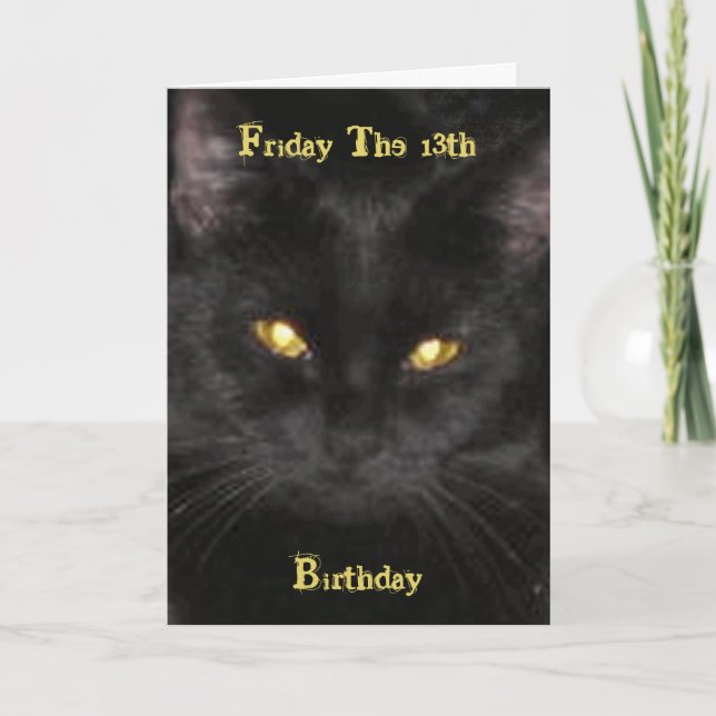 Skary Black Cat Birthday på 13:e kortet Fredag Kort (Framsida)
