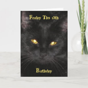 Skary Black Cat Birthday på 13:e kortet Fredag Kort