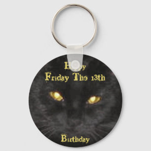 Skary Black Cat Birthday på Fredag den 13:e tangen Nyckelring