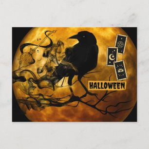Skary Black Kråka, Tarot Cards Halloween Full Moon Vykort