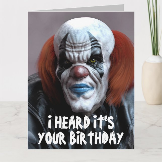 SKARY EVIL CLOWN FUNNY BIRTHDAY HUG Greeting Card Kort (Framsida)