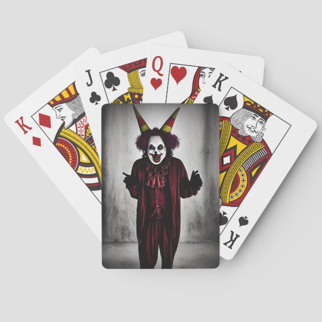 Skary Evil Clown Red Costume Casinokort (Baksidan)