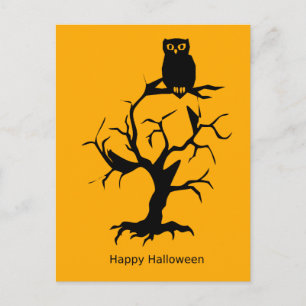 Skary Halloween Natt med Witch Uggla Fladdermus Vykort
