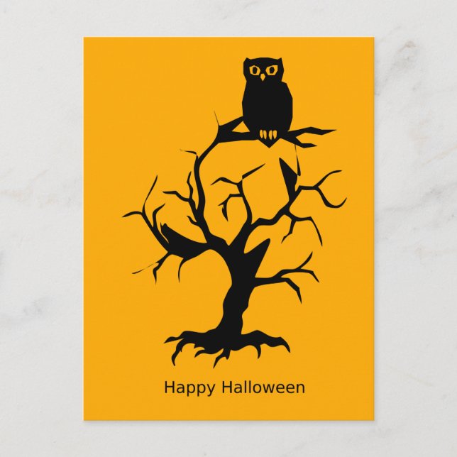 Skary Halloween Natt med Witch Uggla Fladdermus Vykort (Framsida)