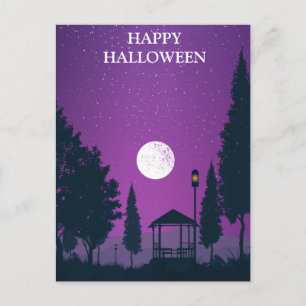 Skary Halloween Natt med Witch Uggla Fladdermus Vykort