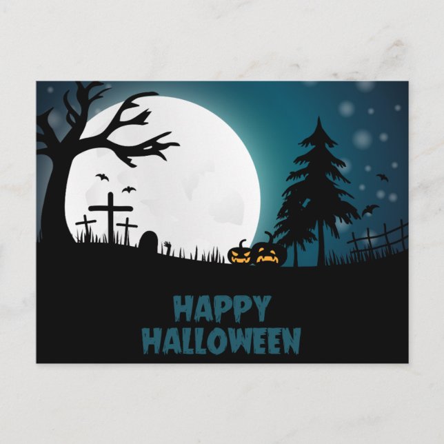 Skary Halloween Nattvykort Vykort (Framsida)