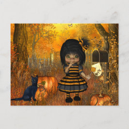 Skary Halloween-vykort med Little Girl Vykort