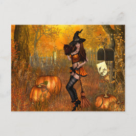 Skary Halloween-vykort med Witch Vykort
