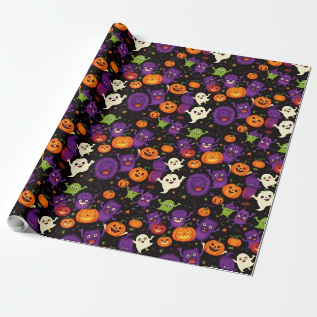 Skary Halloween Wrapping Papper Presentpapper (Utrullad)