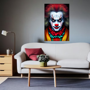 Skary handjur Clown AI Art Poster