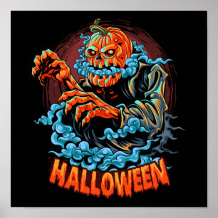 Skary Jack-o-lantern Bubbling Head Poster