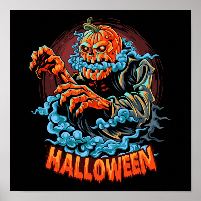 Skary Jack-o-lantern Bubbling Head Poster (Framsidan)