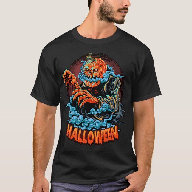Skary Jack-o-lantern Bubbling Head T Shirt (Framsida)