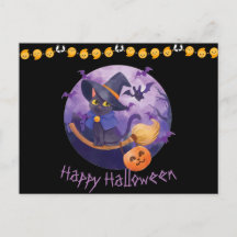 Skary Kattunge Halloween-vykort