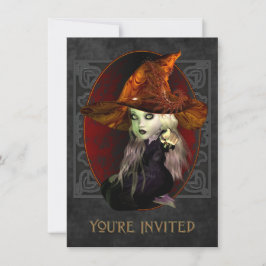 Skary Little Witch Halloween fest-inbjudan Inbjudningar