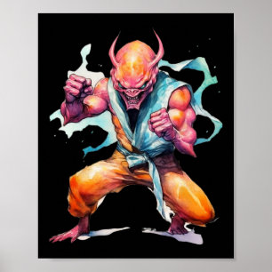 Skary Martial Arts Fighter Karate Boxer Comt Kung Poster