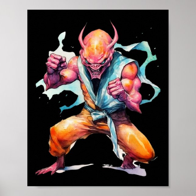 Skary Martial Arts Fighter Karate Boxer Comt Kung Poster (Framsidan)