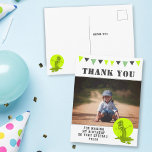 Skary Monster Grönt Kids Photo Birthday Tack Vykort<br><div class="desc">Skuggad monster Grönt Kids Foto Birthday Tack för vykortet. Brevkortet har ett läskigt grönt,  ett glimt monster och en färgstark buntning av flaggor. Anpassa vykortet med ditt barns foto och namn. Du kan också ändra eller lämna tackkortet. Underbar för pojkar och flickor som kärlek glider och monster.</div>