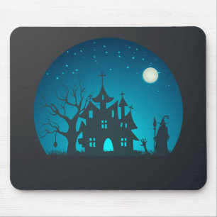 Skary och Roligt Blue och Black Haunted House Musmatta