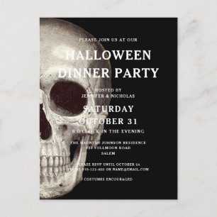Skary Skull Halloween-gästinbjudan Vykort