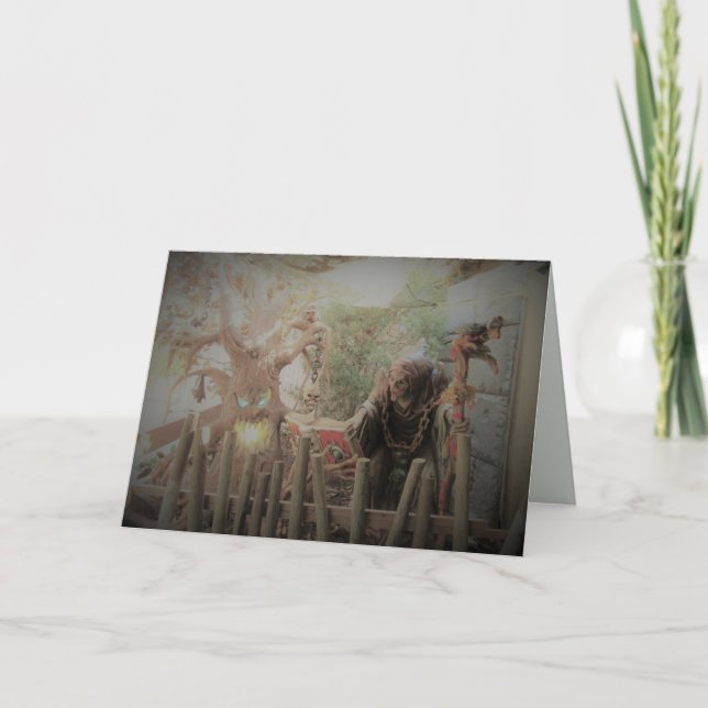 Skary Witch Halloween-hälsningskort Helgkort (Framsida)