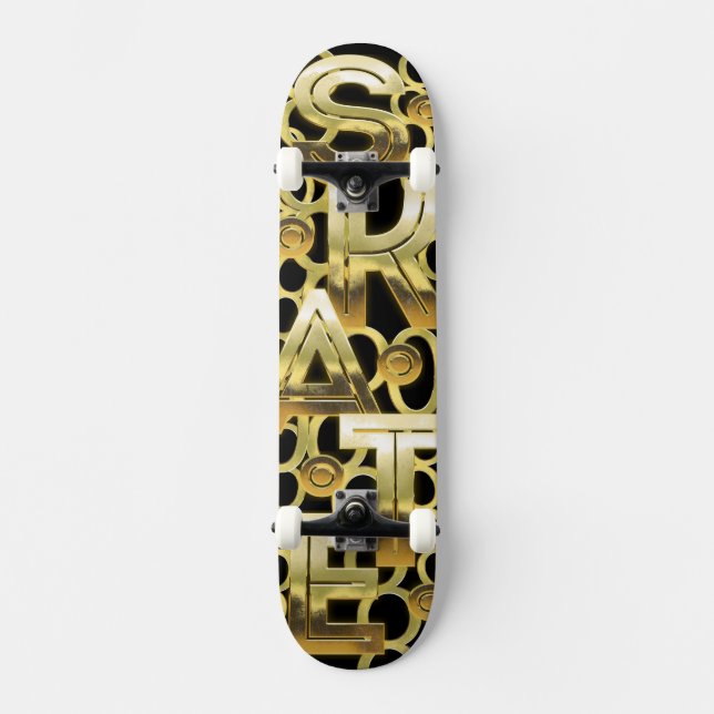 SKAT i Solid Guld Mini Skateboard Bräda 18,5 Cm (Framsida)