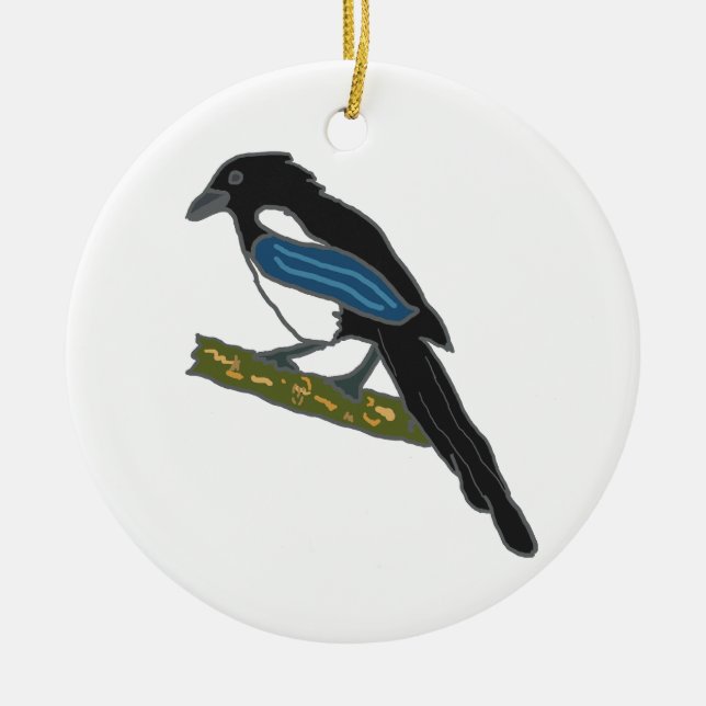 Skata Julgransprydnad Keramik (Framsidan)