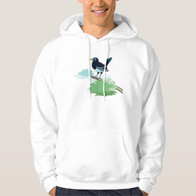 Skata på en gren sweatshirt med luva (Framsida)