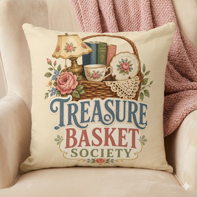 Skatbasketssällskapets Cottagecore Kudde (Treasure Basket Society Cottagecore Throw Pillow)