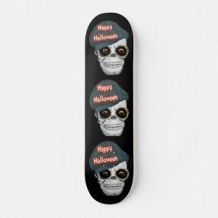 Skate Board Skelett Huvud Glad Halloween
