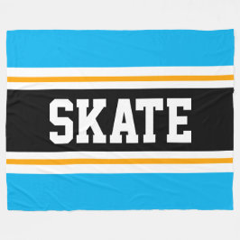 SKATE Bright Himmel Blue Black Gult Tävla Rand Fleecefilt