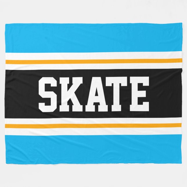 SKATE Bright Himmel Blue Black Gult Tävla Rand Fleecefilt (Framsidan (Horisontell))