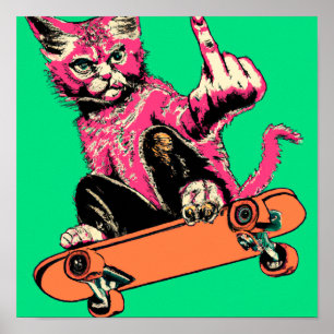 Skate Cat 01 - Vänd den! Poster