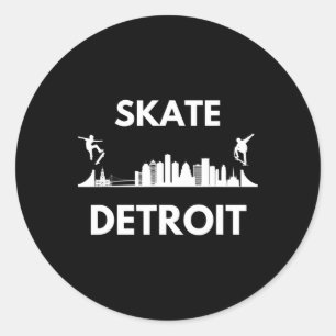 Skate Detroit Mi Skateboardfantaster Detroit Stads Runt Klistermärke