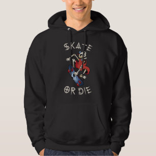 Skate eller die Grim Reaper Skeleton Skateboarder Hoodie