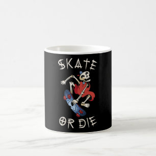 Skate eller die Grim Reaper Skeleton Skateboarder Kaffemugg