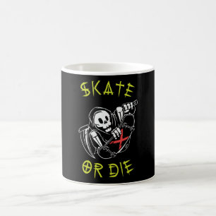 Skate eller die Grim Reaper Skeleton Skateboarder Kaffemugg