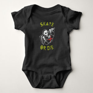 Skate eller die Grim Reaper Skeleton Skateboarder T Shirt