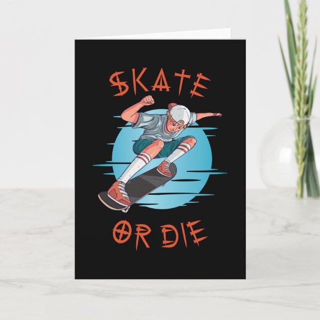 Skate eller die Skateboarder Boy Kort (Framsida)