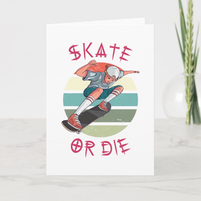 Skate eller die Skateboarder Boy Kort (Framsida)