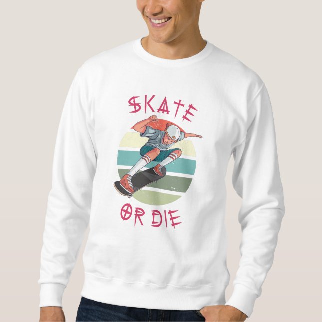 Skate eller die Skateboarder Boy Lång Ärmad Tröja (Framsida)