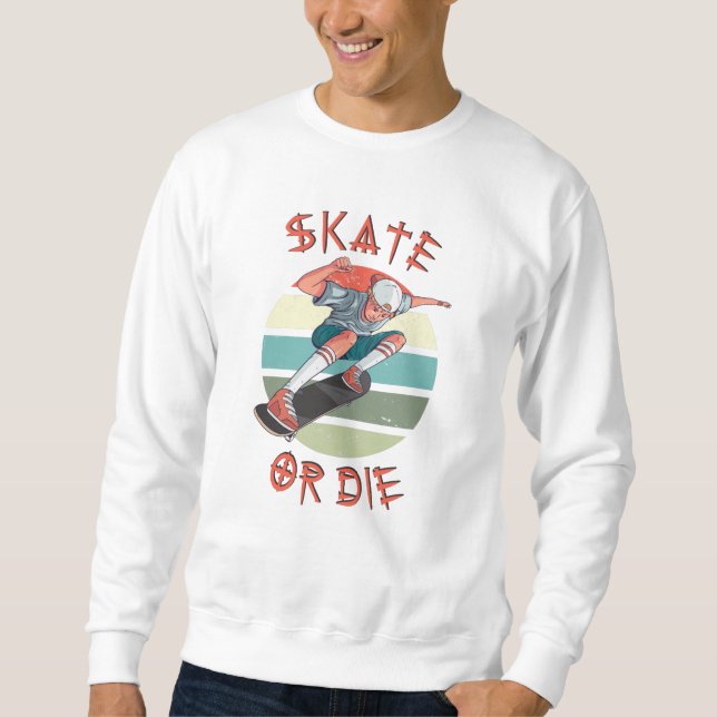 Skate eller die Skateboarder Boy Lång Ärmad Tröja (Framsida)